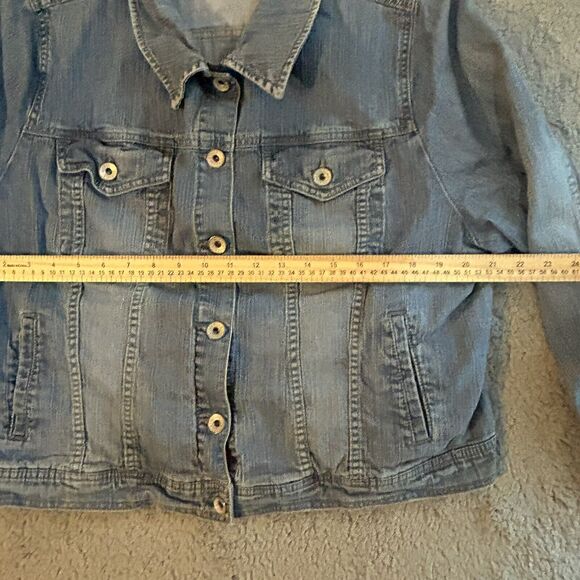 Merona Faded Denim Jean Jacket Womans Size 20/22 W With Pockets outdoorwear - Picture 10 of 15